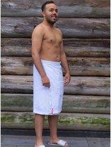 Sauna handdoek heren wit XXL - omslagdoek met klittenband