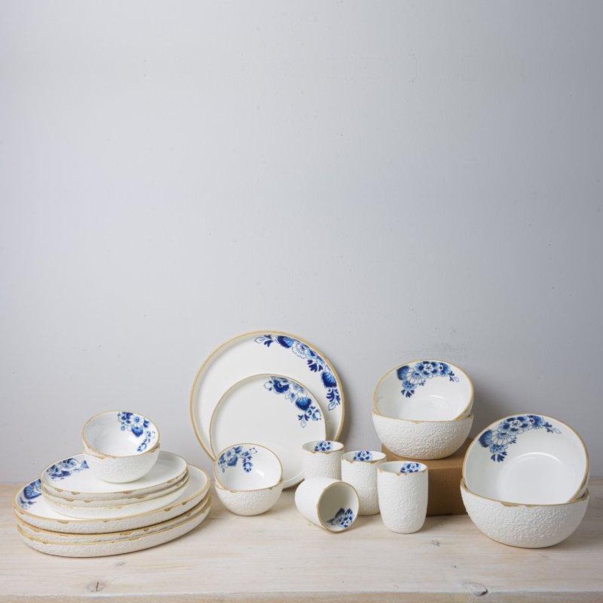 Heinen Delfts Blauw | Blauw Bloesem serviessets | 5-delig | 4 pers.