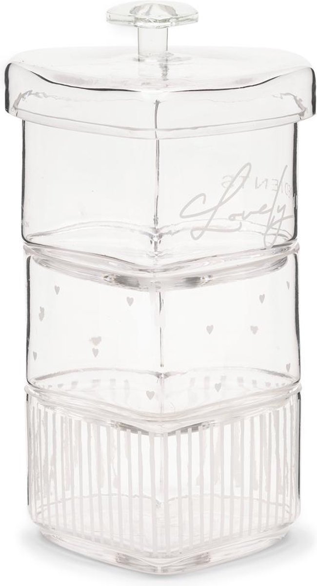Riviera Maison Voorraadpotten Glas Met Deksel - Lovely Ingredients Triple Storage Jar - Transparant - 1 Stuks
