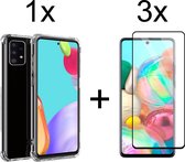 Samsung A52s  hoesje shock proof case transparant - Samsung Galaxy A52s hoesje shock proof case transparant hoes cover - Full Cover - 3x Samsung A52s Screenprotector