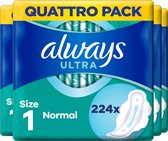 Always Ultra Normal Met Vleugels - Maat 1 - Voordeelverpakking 224 stuks - Maandverband