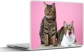 Laptop sticker - 10.1 inch - Kat - Roze - Poef - Meisjes - Kinderen - Meiden - Kind