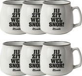 Gusta - Mok - Wit met Tekst - 350ml - jij zit wel snor - set 6 stuks