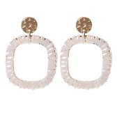 Biba oorbellen | Crystal | Vierkant | Wit en goud