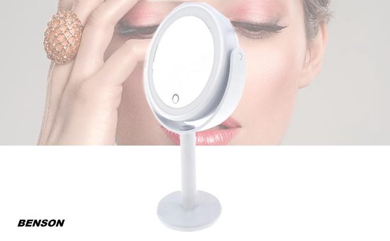 Benson Make Up Spiegel met LED ring - Cosmetische Spiegels met Touch Dimmer - 2 zijde - Benson