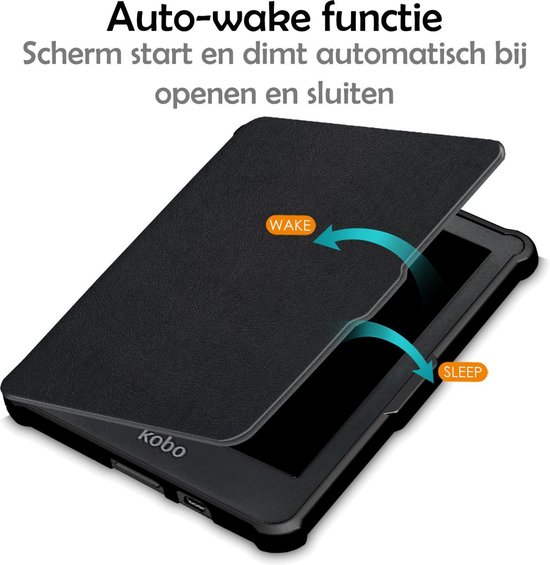 Hoesje Geschikt voor Kobo Clara HD Hoes Bescherm Hoesje Case Sleep Cover - Hoes Geschikt voor Kobo Clara HD Hoesje - Zwart van ISYBUYO — afbeelding 2