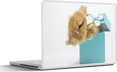 Laptop sticker - 14 inch - Konijn - Pastel - Blauw - 32x5x23x5cm - Laptopstickers - Laptop skin - Cover