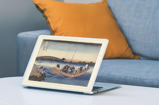 Sticker pour ordinateur portable - 11,6 pouces - Coucher de soleil sur le pont Ryogoku depuis la rive d'Onmaya - Peinture de Katsushika Hokusai - 30x21cm - Autocollants pour ordinateur portable - Skin pour ordinateur portable - Housse
