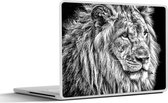 Laptop sticker - 17.3 inch - Portret - Leeuw - Zwart - Wit - 40x30cm - Laptopstickers - Laptop skin - Cover