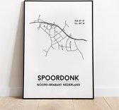Spoordonk city poster, A4 met lijst, plattegrond poster, woonplaatsposter, woonposter