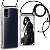 Samsung Galaxy M51 Telefoonhoesje met koord - Kettinghoesje - Anti Shock - Transparant TPU - Draagriem voor Schouder / Nek - Schouder tas - ZT Accessoires