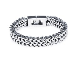 Victorious Zilveren Armband Heren – Gevlochten Zilver en Roestvrij Staal – Zilver – 19cm