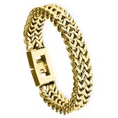 Victorious Gouden Armband Heren – Gevlochten Goud en Roestvrij Staal – Goud – 21cm