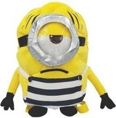 Minions kinderrugtas - Pluche knuffel 1-oog minion - verschrikkelijke ikke Backpack - Despicable Me schooltas gymtas logeertas - prison thema - 35x25cm - funcadeau schoencadeautje