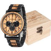 Victorious Houten Horloge Heren Wood Collections – Bruin/Zwart - Ø44mm
