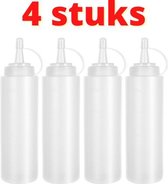 Doseerfles 4 Stuks - 240 ml - Knijpfles Saus - Lege Saus Flessen - Spuitflessen - Saus Doseren - Rosenice