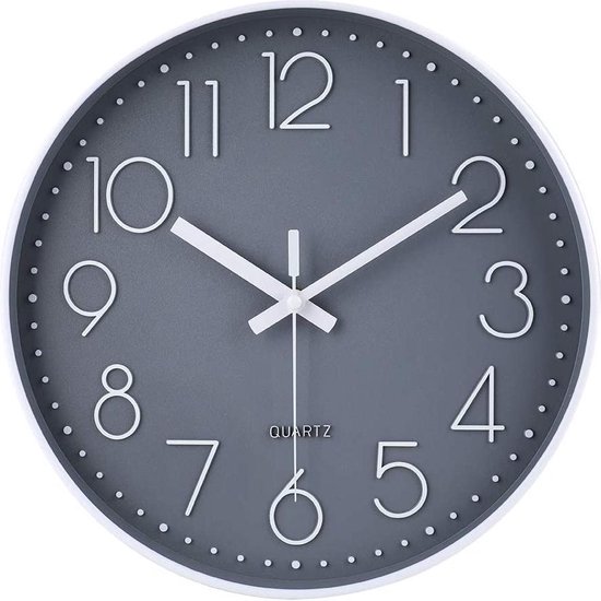 Moderne klok, 30 cm, geruisloos, sluipende seconden zonder tikken, analoge  wandklok,... | bol.com