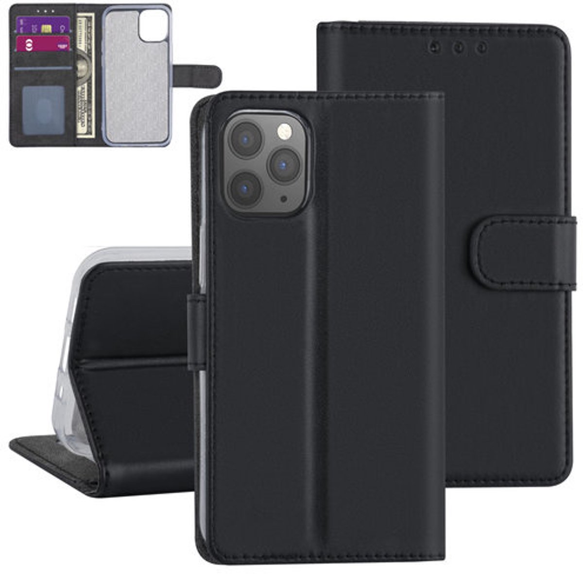 Booktype case geschikt voor Apple iPhone 12 / 12 Pro - 6.1 inch - zwart