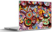 Laptop sticker - 10.1 inch - Cirkel - Patronen - Bloemen - Kleuren - 25x18cm - Laptopstickers - Laptop skin - Cover