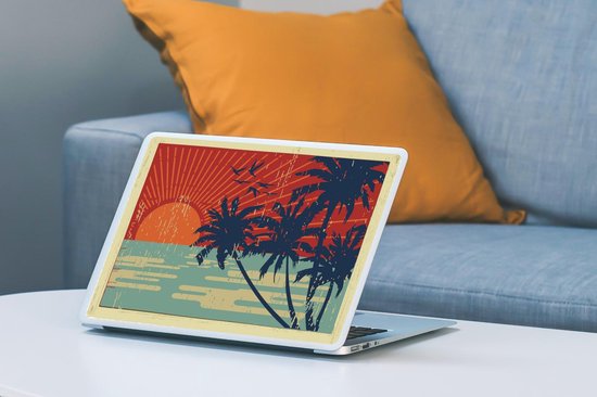 Sticker pour ordinateur portable - 10,1 pouces - Illustration d'une carte postale tropicale