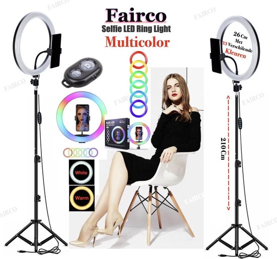 LED Ring Light 26Cm Multicolor Met Statief 210Cm Inclusief