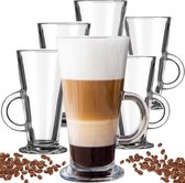 Luxe Latte Macchiato Glazen - Irish Coffee Glazen - Latte Glazen - 250 ml - 6 stuks