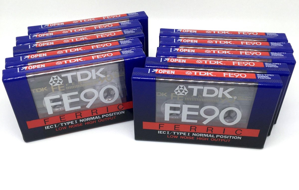 10 x Audio Cassette Tape TDK FE 90 FERRIC normaal Position type I - Uiterst geschikt voor alle opnamedoeleinden / Sealed Blanco Cassettebandje / Cassettedeck