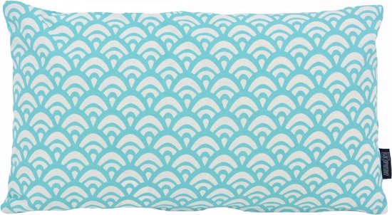 Waves Blue Long Kussenhoes | Katoen/Polyester | 30 x 50 cm | Blauw