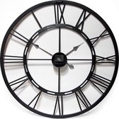 SensaHome Wandklok - Metalen Klok Stil Uurwerk- Industrieel Retro Vintage Stijl - Industrieel Decoratie Wand - 45CM Diameter - Zwart