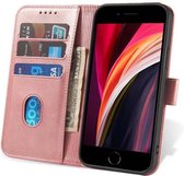 iPhone SE(2020) Hoesje van Leer Roze - Luxe Lederen iPhone SE(2020) Hoes Flip Case Roze - Roze Leren Bookcase Hoes Met Pashouders Voor iPhone SE(2020) - Smartphonica
