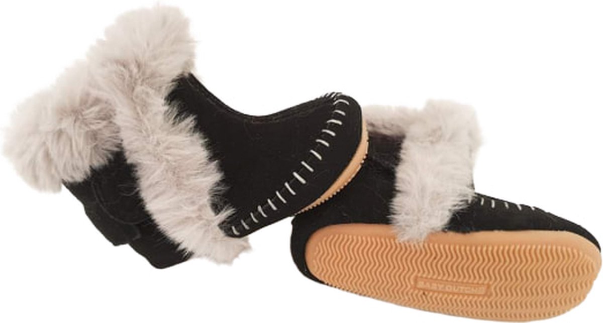 Baby Dutch Winterschoen Baby Hoge Bootie Zwart Boot Bont Suede Schoen met veter