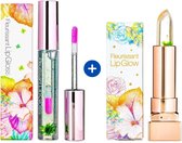 Glamfox Fleurissant Moonlight Flower Lipgloss + Lipstick Set - Lip Plumper Met 24 Karaat Goudschilfers en Echte Bloem