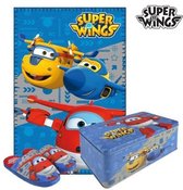 Super Wings Giftset metalen doos met deken en pantoffels maat 26-27