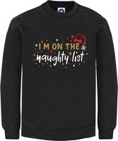 DAMES Kerst sweater -  I'M ON THE NAUGTHY LIST - kersttrui - zwart - large -Unisex