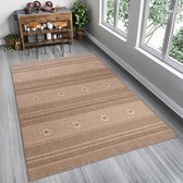 Tapiso Floorlux Vloerkleed Woonkamer Slaapkamer Beige Bruin Abstract Design Interieur Duurzaam Modern Hoogwaardig Tapijt Maat - 120x170