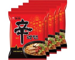 Nongshim Spicy Shin Ramen - Instant Gourmet Korean Nongshim Shin Ramen Noodle (5x120g)