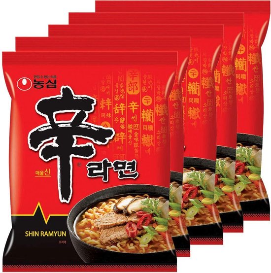 Nongshim Spicy Shin Fenêtres - Nouilles coréennes instantanées Gourmet Nongshim Shin Fenêtres (5x120g)