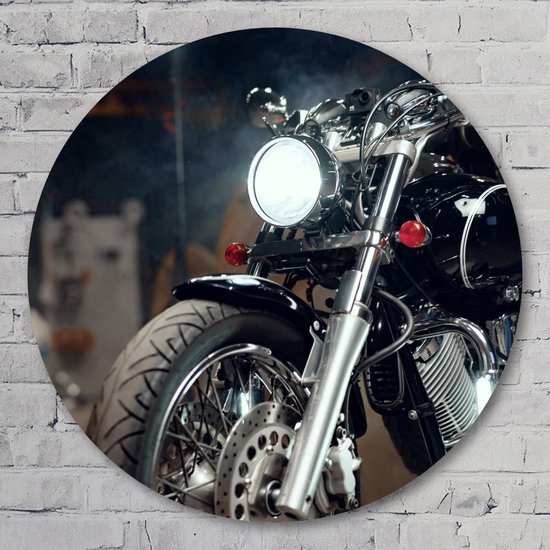 Muurcirkel ⌀ 70 cm - Motorbike - Aluminium Dibond - Voertuigen - Rond Schilderij - Wandcirkel - Wanddecoratie