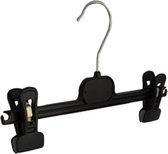 De Kledinghanger Gigant - 30 x Rok / broekhanger kunststof zwart met anti-slip knijpers, 30 cm