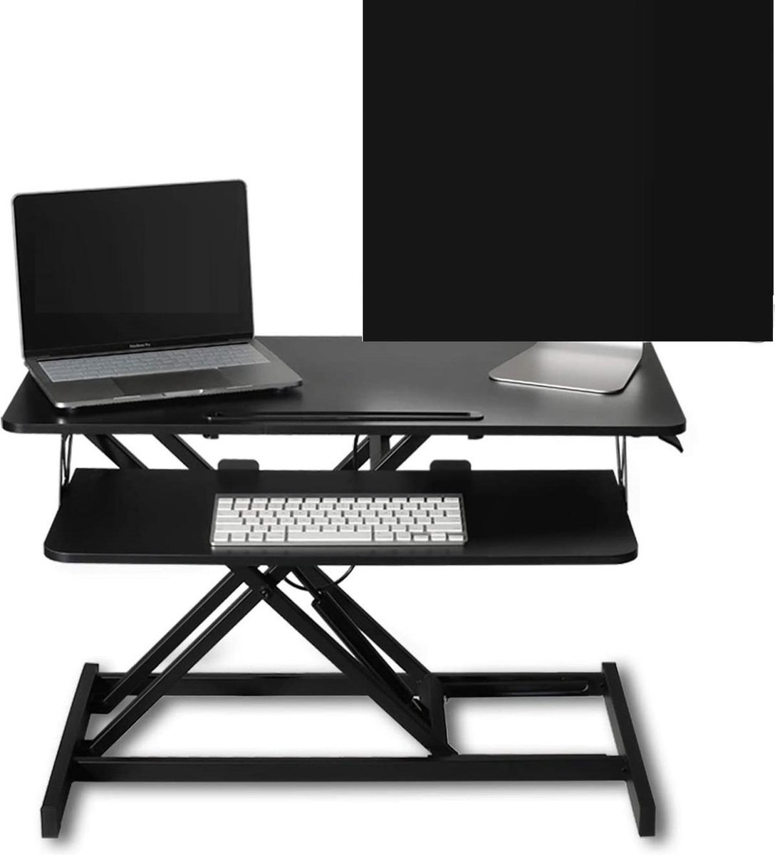 Zit-Sta bureau verhoger/Zit-Sta computertafel/Zit-Sta desktop /hoog bureau /In hoogte verstelbaar bureau/L80xB40xH (13-52) cm /Met twee monitoren Toetsenbordplank- zwart - Leesboekenenmeer