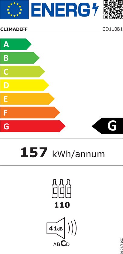 Climadiff CD110B1 - Wijnklimaatkast - 2 zones - 110 flessen