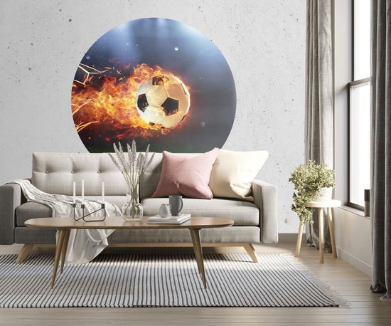 Papier peint cercle 80cm Burning football