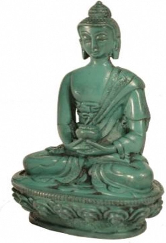 Groen Boeddhabeeldje van Polyresin
