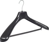 De Kledinghanger Gigant - 40 x Mantel / kostuumhanger kunststof zwart met schouderverbreding en broeklat, 48 cm