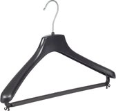 De Kledinghanger Gigant - 180 x Mantel / kostuumhanger kunststof zwart met schouderverbreding en broeklat, 40 cm