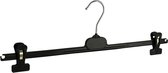 De Kledinghanger Gigant - 20 x Rok / broekhanger kunststof zwart met anti-slip knijpers, 48 cm