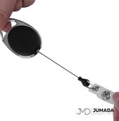 Jumada's Uitrekbare Sleutelhanger - Met Uittrekbaar Koord - Zwart / Zilver