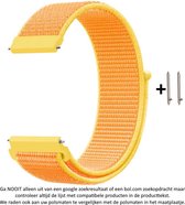 22mm Oranje Geel Nylon sporthorlogeband geschikt voor bepaalde 22mm smartwatches van verschillende bekende merken (zie lijst met compatibele modellen in producttekst) - Maat: zie foto - klittenbandsluiting – Orange Yellow Nylon Strap - 22 mm