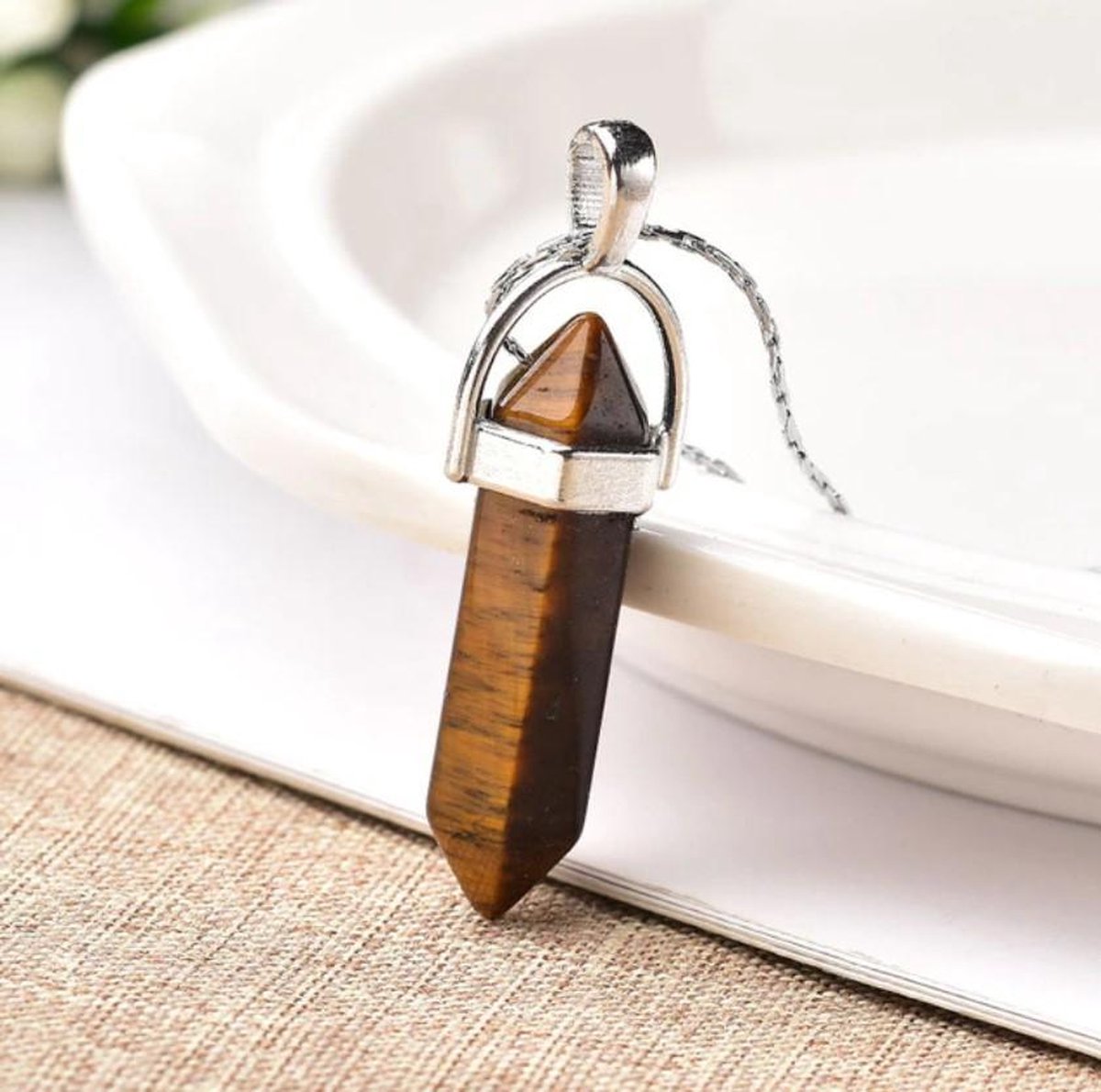 Tijgeroog ketting - natuursteen - Tijgeroog - valentijn cadeautje voor haar - valentijn - ketting - hanger - natuursteen - wicca