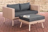 Tuinset - Loungebank - 2-Zitsbank - Met voetenbank - Lichtbruin/Antraciet